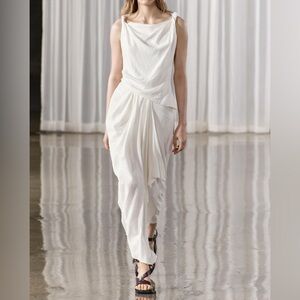 Zara White Draped Dress